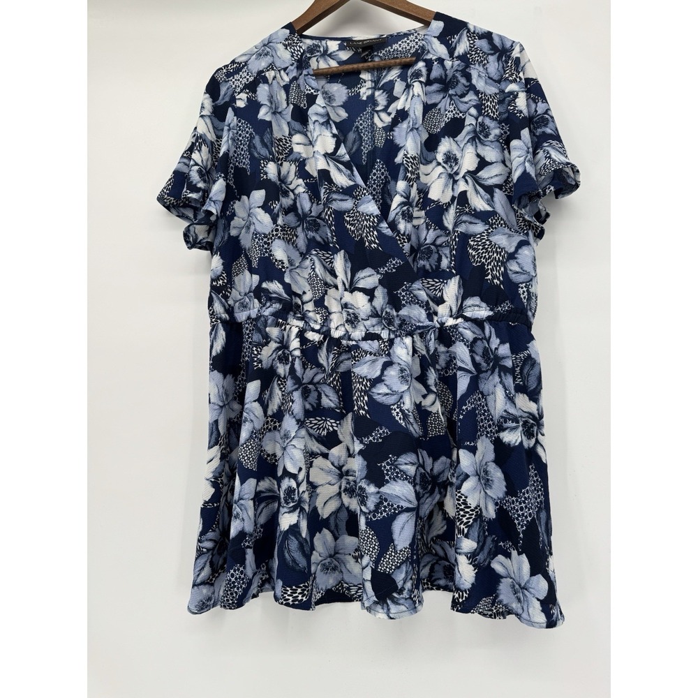 Lane Bryant Baby Doll Faux Wrap Flutter Blouse Top Plus Ruffle Sleeve Fairy 18 - Picture 2 of 9
